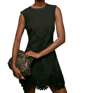 By Anthropologie Embroidered Blue Lace Cutwork Dress Size 2 P